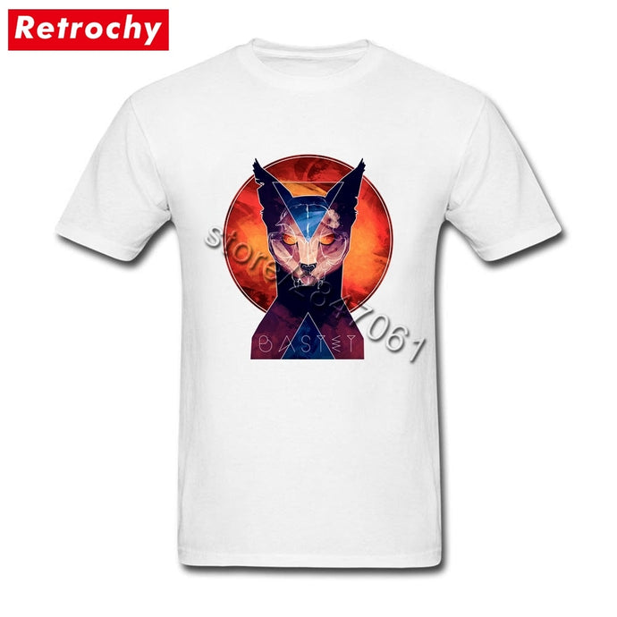 Hip Hop Graphic Bastet Cat Goddess Tshirt for Men Tshirt Oversized Eco Cotton O Neck  Tshirt